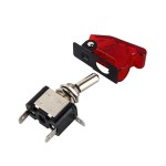 Metallic switch for vehicles, ON and OFF, red plastic cover